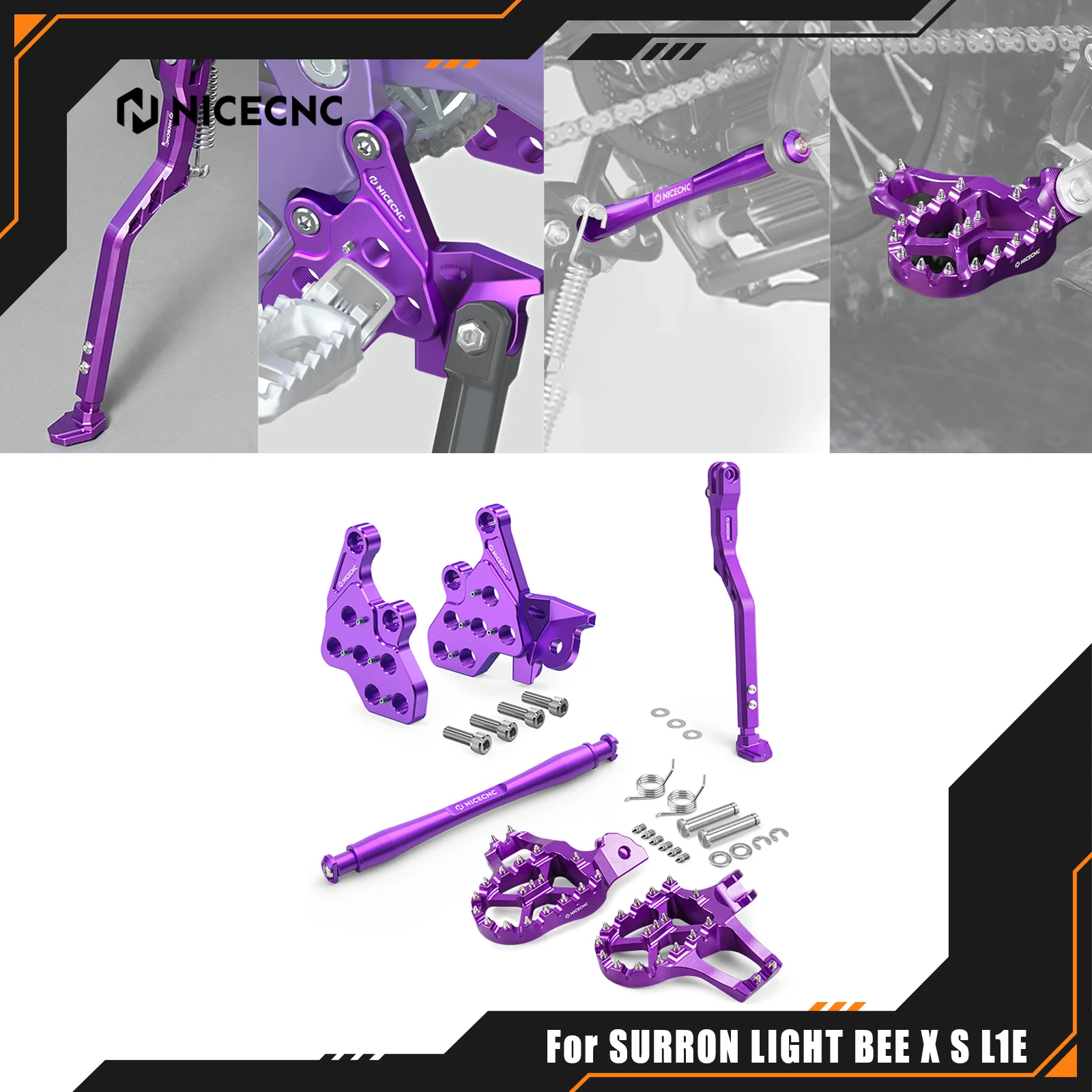 

For Surron Light Bee X S L1E For Segway X160 X260 Extender Foot Peg Bracket Package Support Brace Adjustable Kick Stand Aluminum