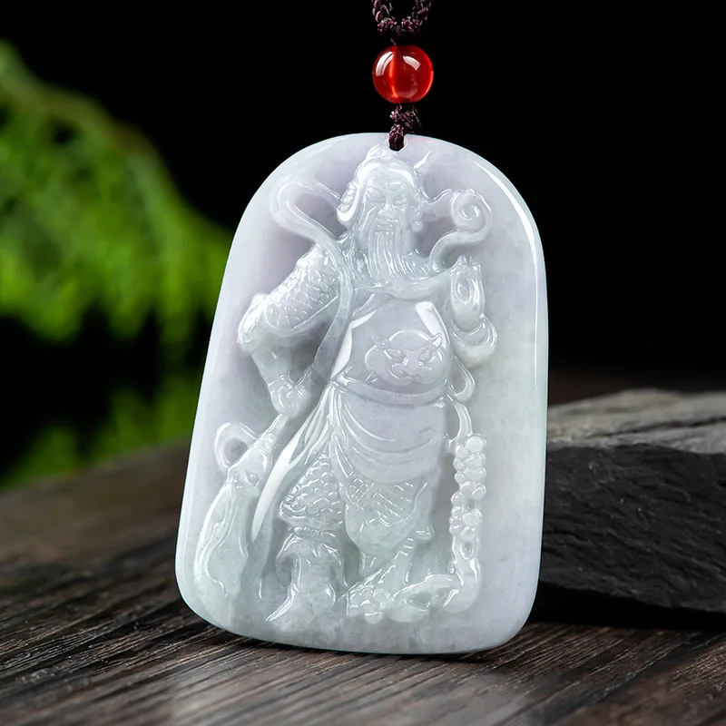 

Natural Jade Guan Gong Pendant Necklace Carved Amulet Men Women Gifts Jade Jewelry Natural Gemstone Chinese Pendant