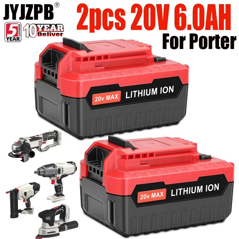 

2PCS 20V 6000mAh Power tool battery For Porter 6.0Ah Li-ion Power CABLE PCC685L Rechargeable PCC640 PCC685 Replacement batteries