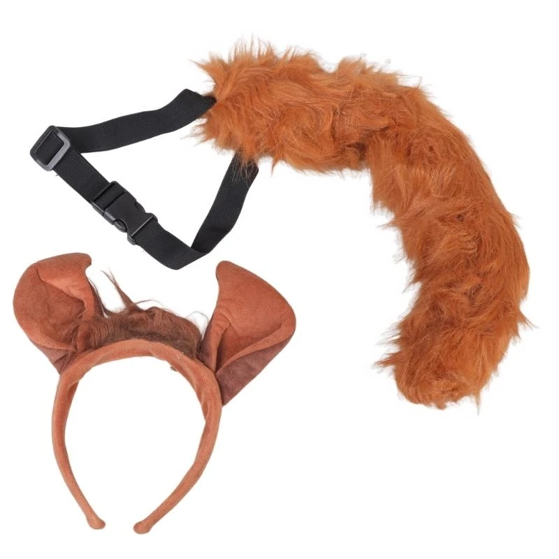 Dxae conjunto fantasia cavalo animal, 2 peças, com orelhas cavalo e cauda cavalo, vestido extravagante para