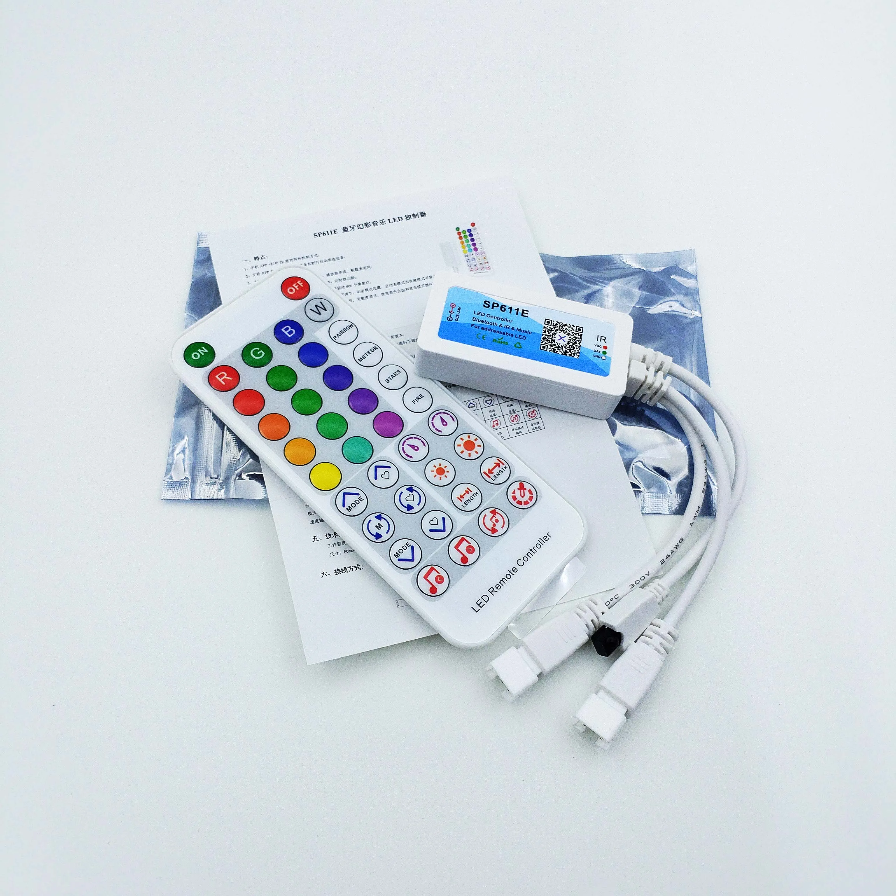 Bluetooth Music LED Smart Controller SP611E,for WS2811 WS2812 SM16703 Addressable Dream Color LED Strip Pixels Light DC5V-24V