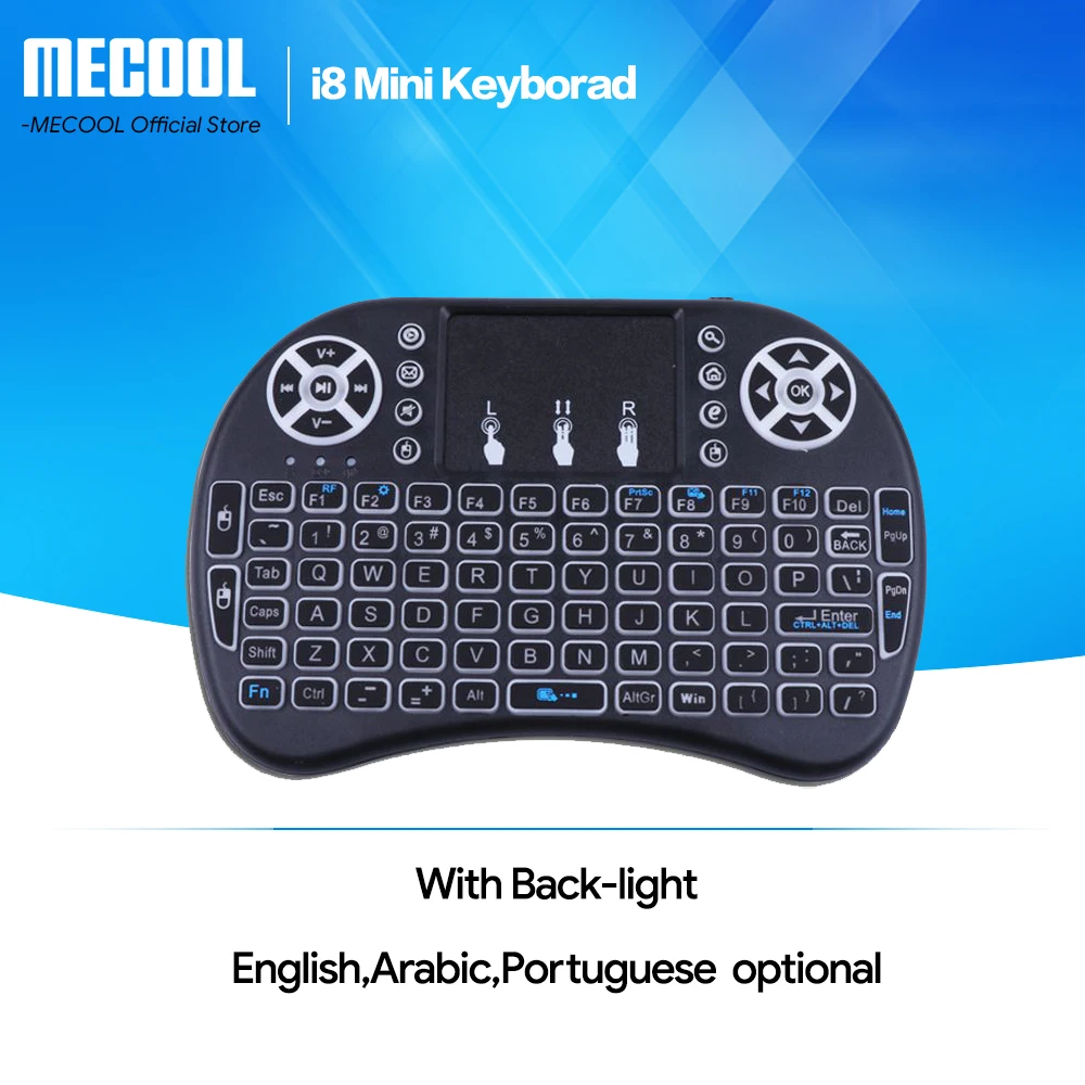 I8 Russian English Portuguese Spainish Arabic Backlit Wireless Mini Keyboard Air Mouse Remote Control with Touchpad For TV Box