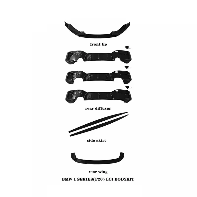 

For 1 Series F20 LCI MP Style Body Kit Glossy Black Front Lip Side Skirts Rear Diffuser Rear Wing Set PP