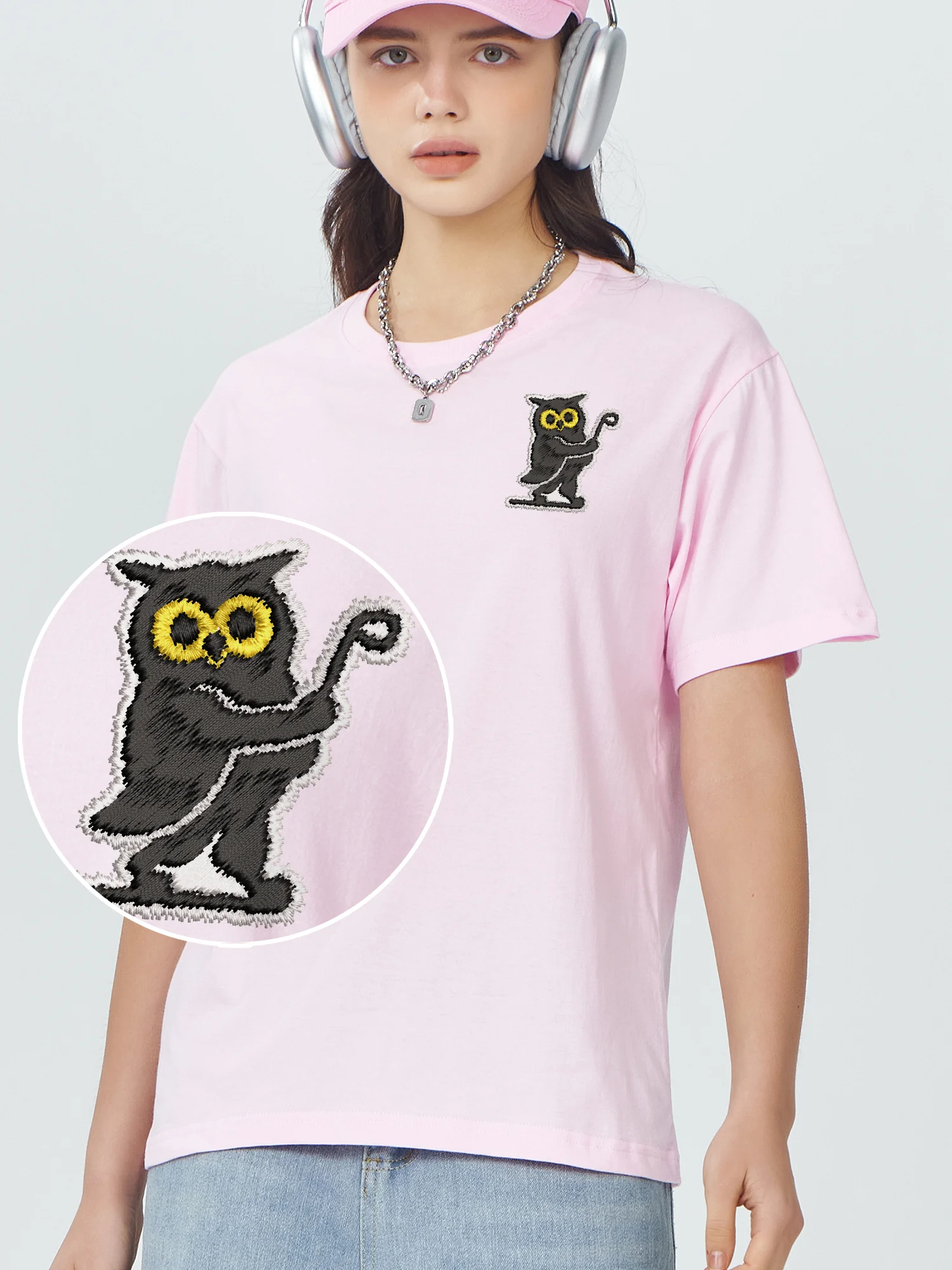 Owl Playing Golf Embroidered Tshirts Unisex Women Men 100% Cotton Luxury Designer Breathable Embroidery Clothes