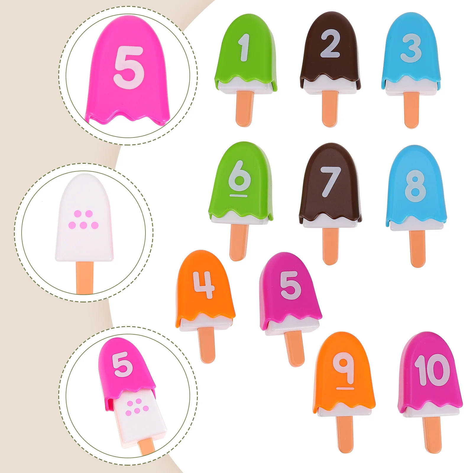 1 セットデジタルアイスキャンディーゲーム子供用数字認識学習マッチングカラフルなアイスクリームプレイセット教育認知活動