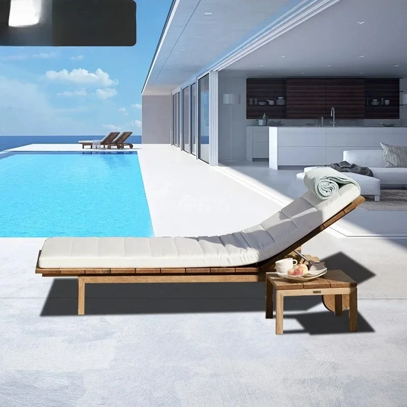 Villa Courtyard Solid Wood Chairs Hotel Resort Pool Beach Chairs Outdoor Garden Balcony Solarium Chairs