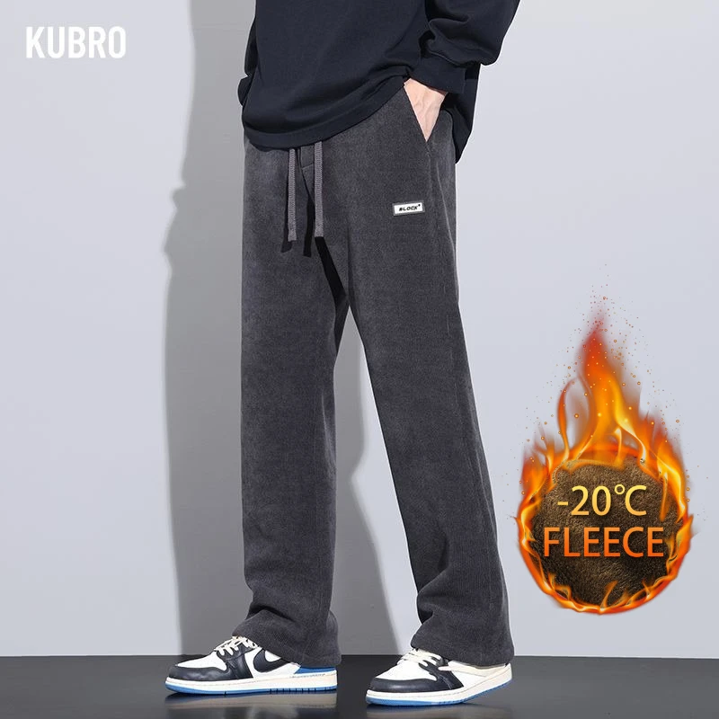 

Осень и зима, новые европейские хлопковые плюшевые свободные прямые брюки, повседневные мужские брюки, брюки, плюшевые брюки