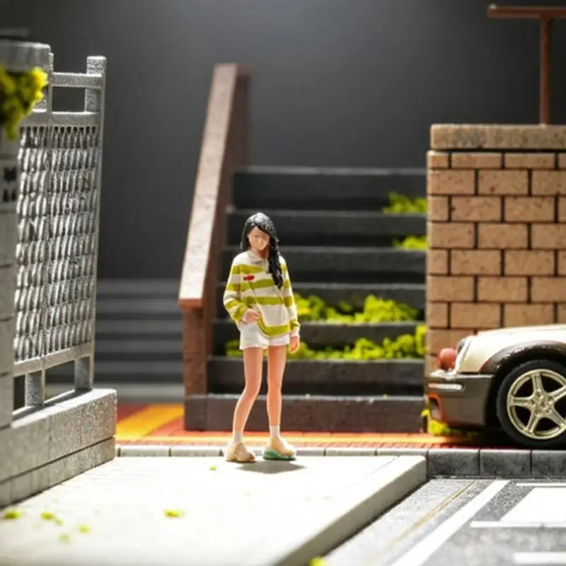 Gestreifte Mädchenfigur, Modell, Maßstab 1:64, handbemalte Miniaturfigur für architektonische Darstellungen, Dioramen, B03E – Detail 7