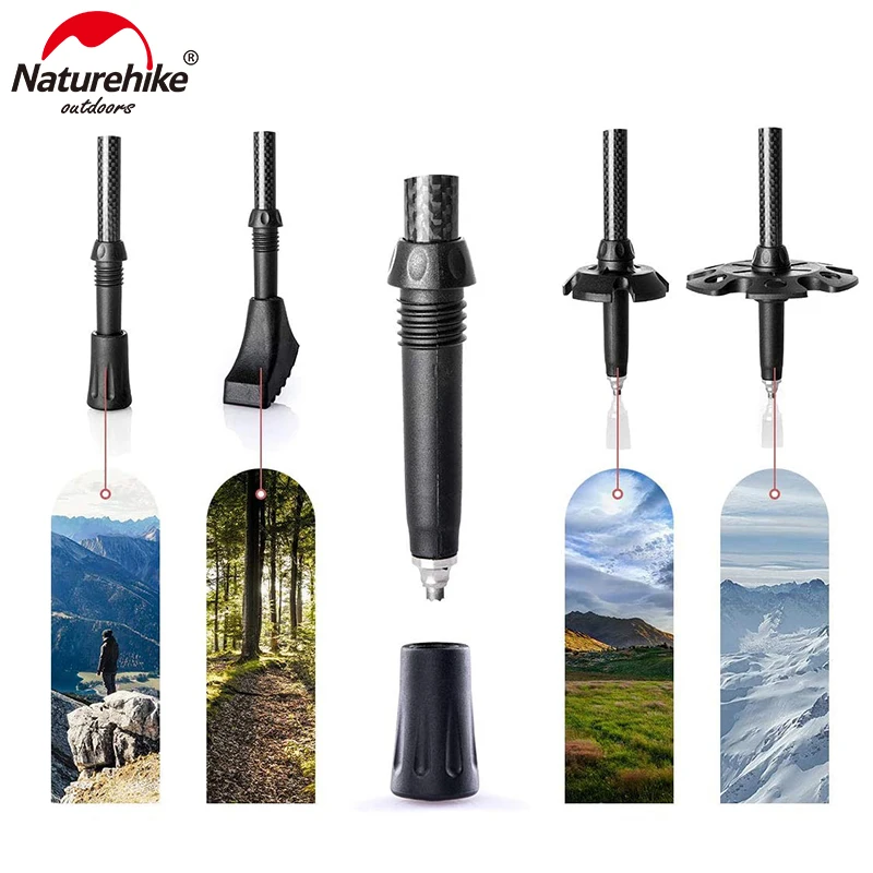 Naturehike Trekking Poles 2 Stuks Carbon Fiber Inklapbare Telescopische Stokken Lichtgewicht Wandelen Wandelen Stick Klimmen Stick