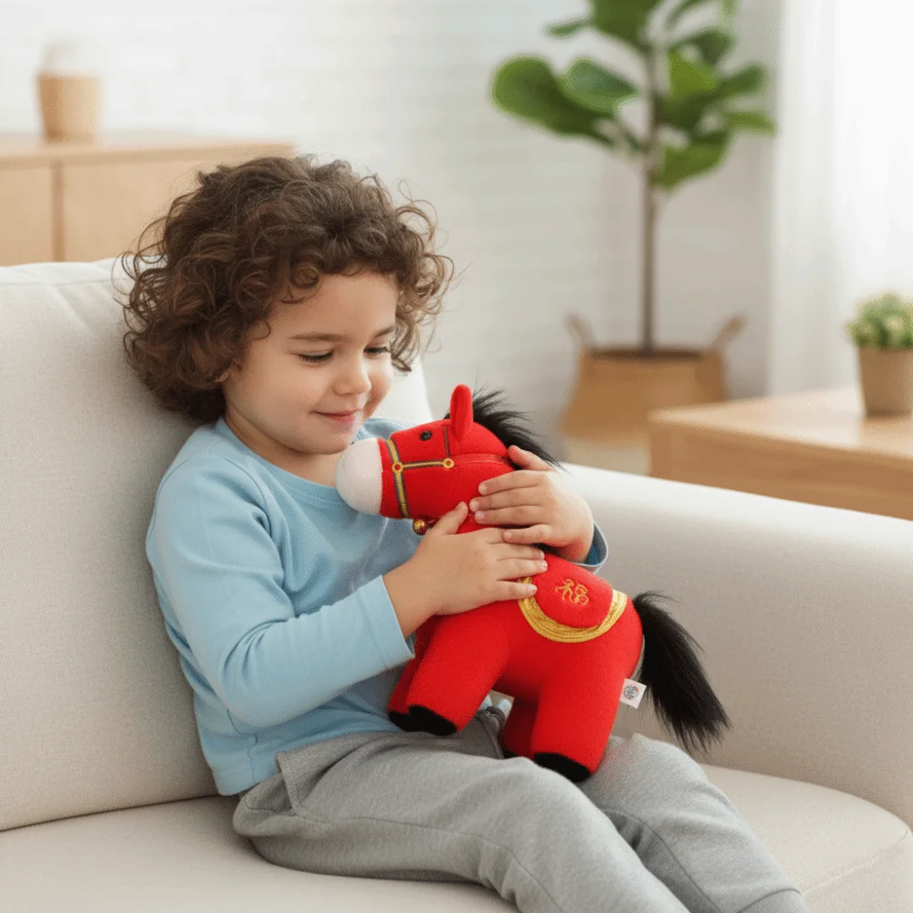 Poupée cheval en peluche Kawaii, Figurine de poney du zodiaque de Style chinois, rempli de coton, jouets animaux en peluche 17/22/30cm, décor festif