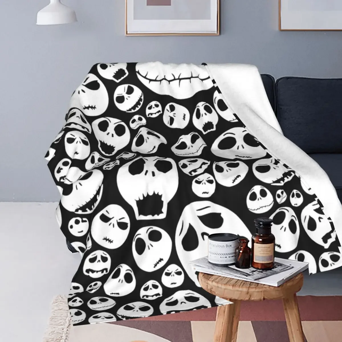 The Nightmare Before Christmas Jack Cartoon Blanket Flannel Printed Halloween Throw Blanket for Bedding Office Plush Thin Quilt