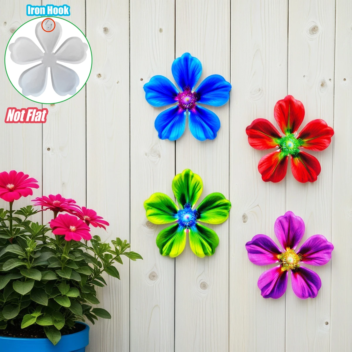 

Metal Flower Wall Art Decor, Decorative Hanging Sculpture for Outdoor Garden, Patio, Porch, Party, Wedding, Mother's Day Gift