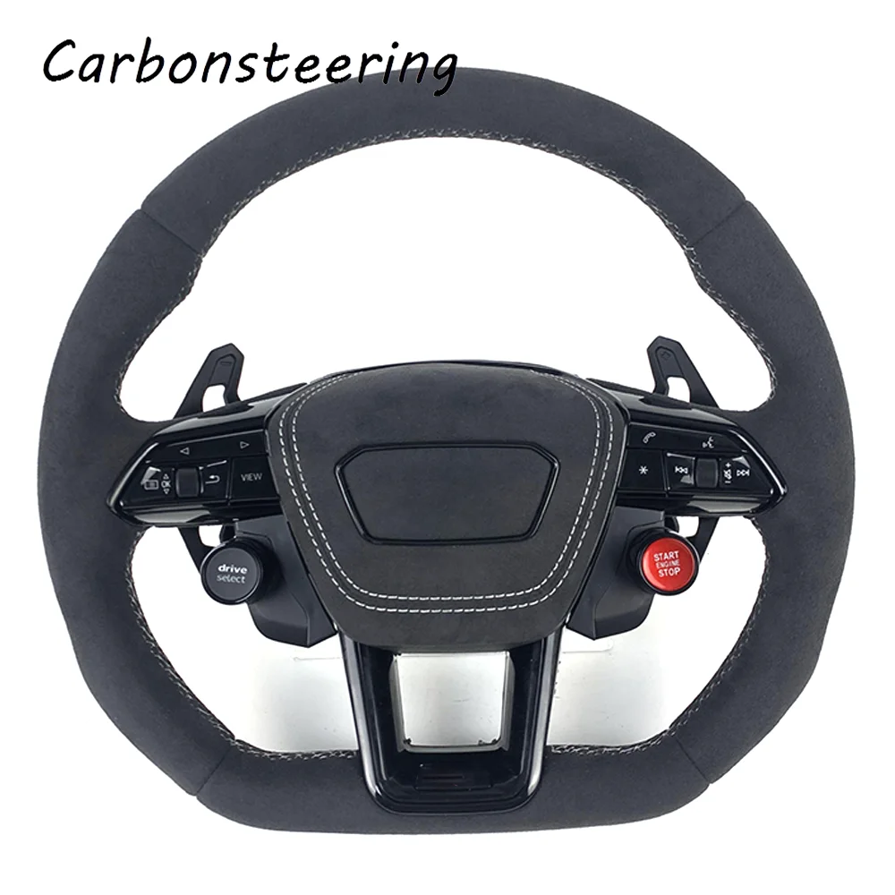 Cars accessories for Audi Customized Alcantara Steering Wheel With Start Buttons for TT R8 A6 C7 RS Q5 Q6 A4 A5 B8 B9 S4 RS6 RS3