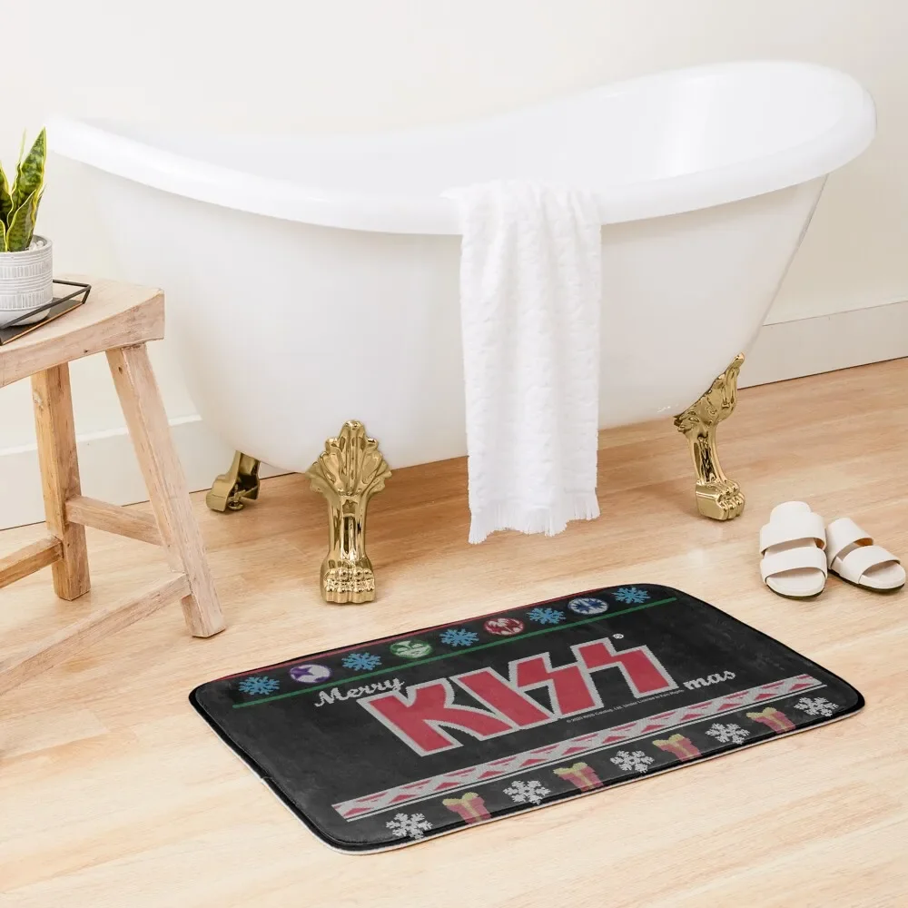 

KISS  the Band - Merry KissMas Ugly Sweater Bath Mat Carpet For Bath Anti-Skid Bathroom Use Non-Slip Bathtub Mat