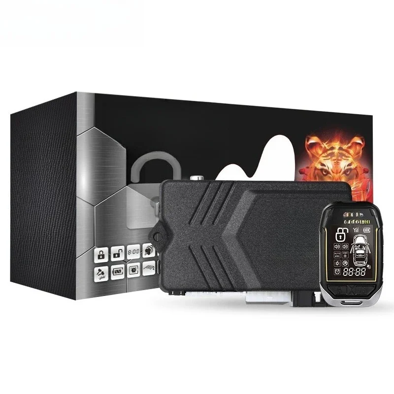 One-button start car anti-theft device, Russian 1500-meter remote control, two-way monitoring, one-button alarm LCD screen