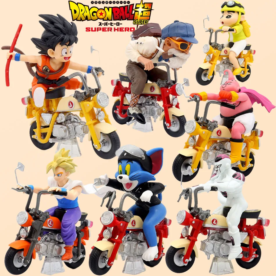 Figura de Dragon Ball Anime Goku Son Gohan Goku figura de acción Dbz padre e hijo motocicleta 15cm colección de Pvc modelo juguetes regalos