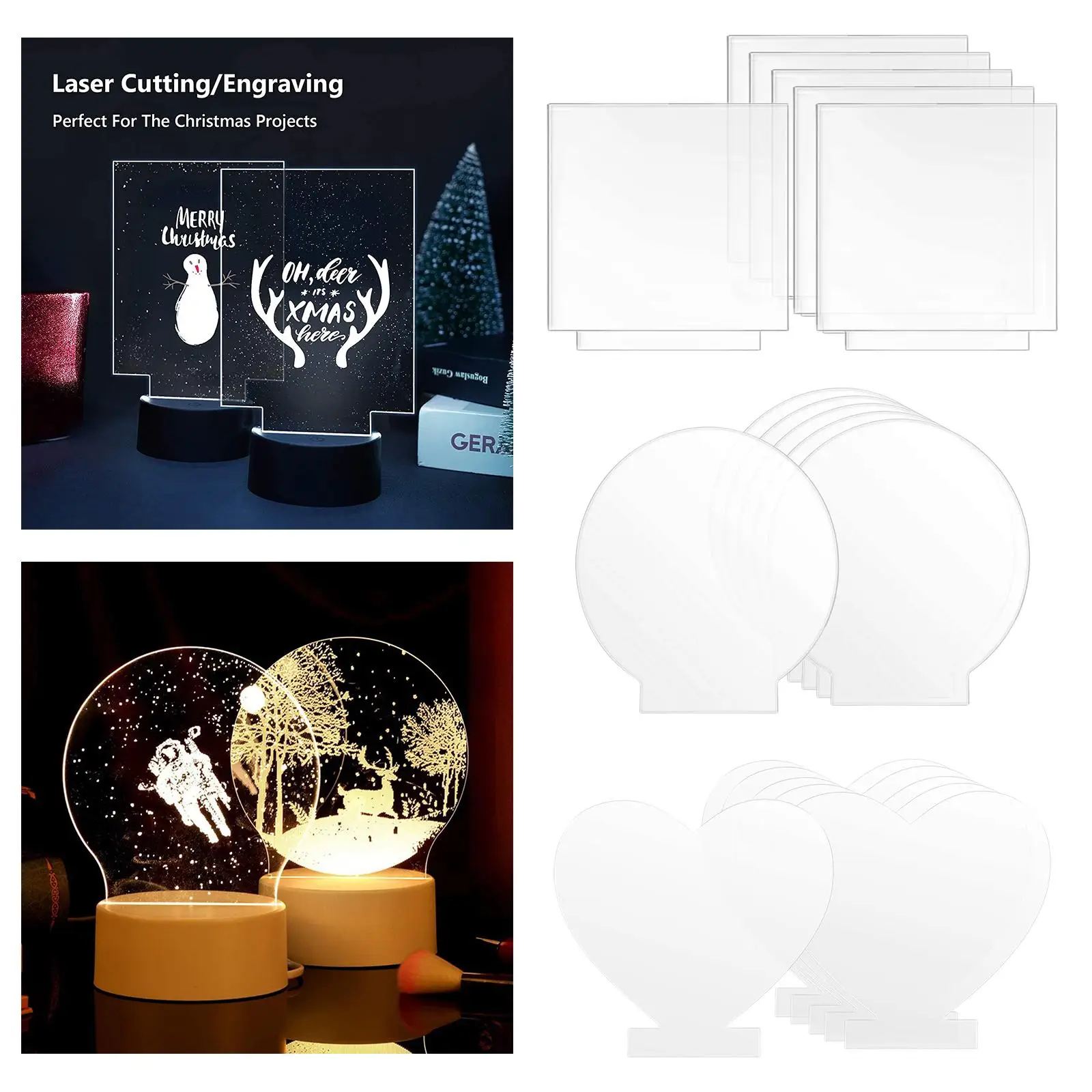 6pcs Transparent Acrylic sheet for Table Light base Blank light lampshade Panels DIY table Night Lights