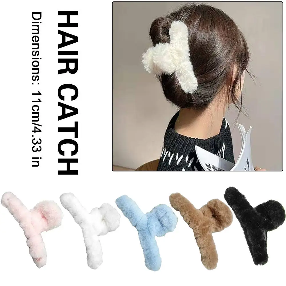 Winter Plush Hair Claw Women\'s Hair Clips Oversized Hair Accessories Shark Ponytail Headwear Claw Girls Hair Clips