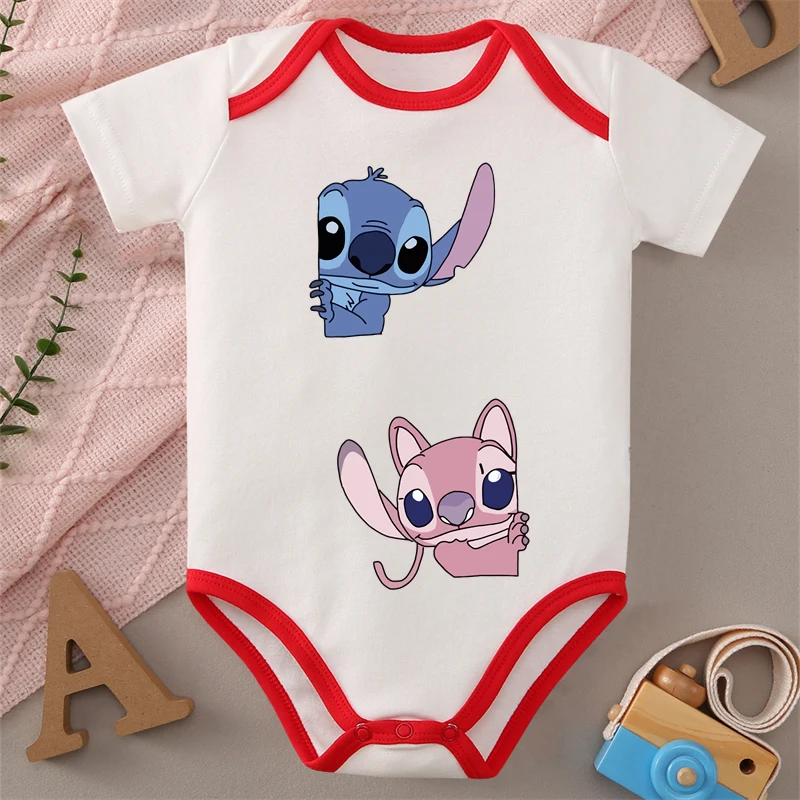 

MINISO Lilo&Stitch Agent Pleakley 100% Cotton Bodysuit Cute Print Cloths for Baby Onesie Jumpsuit for 0 To 12 Months Newborn
