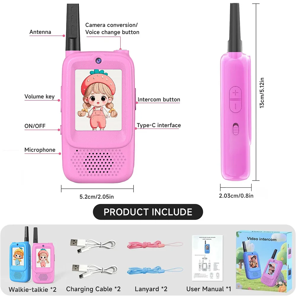 Видео рации для детей, перезаряжаемые переменные таймеры, 2 шт., игрушки для дома и улицы для игр, вечеринки, кемпинга, Рождественский подарок