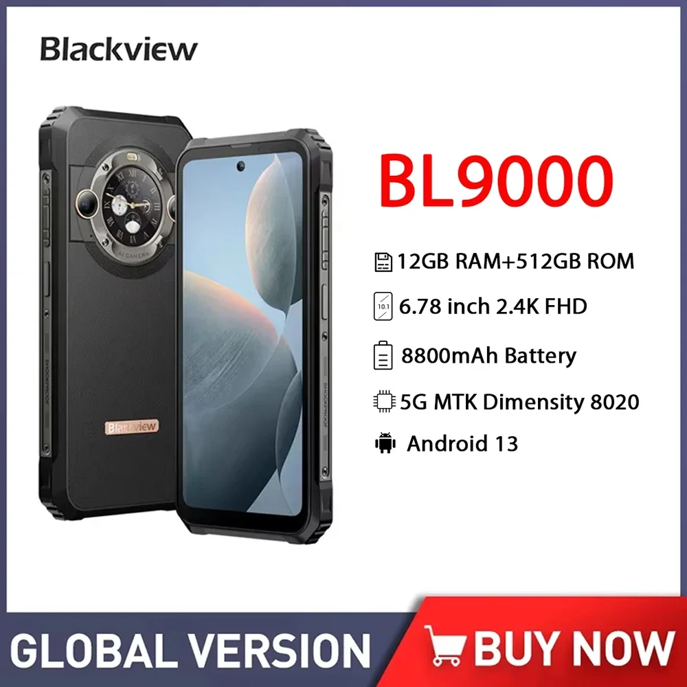 Blackview BL9000 5G Rugged Smartphone Android 24 RAM+512 ROM 50MP Dual Screen 8020 6.78