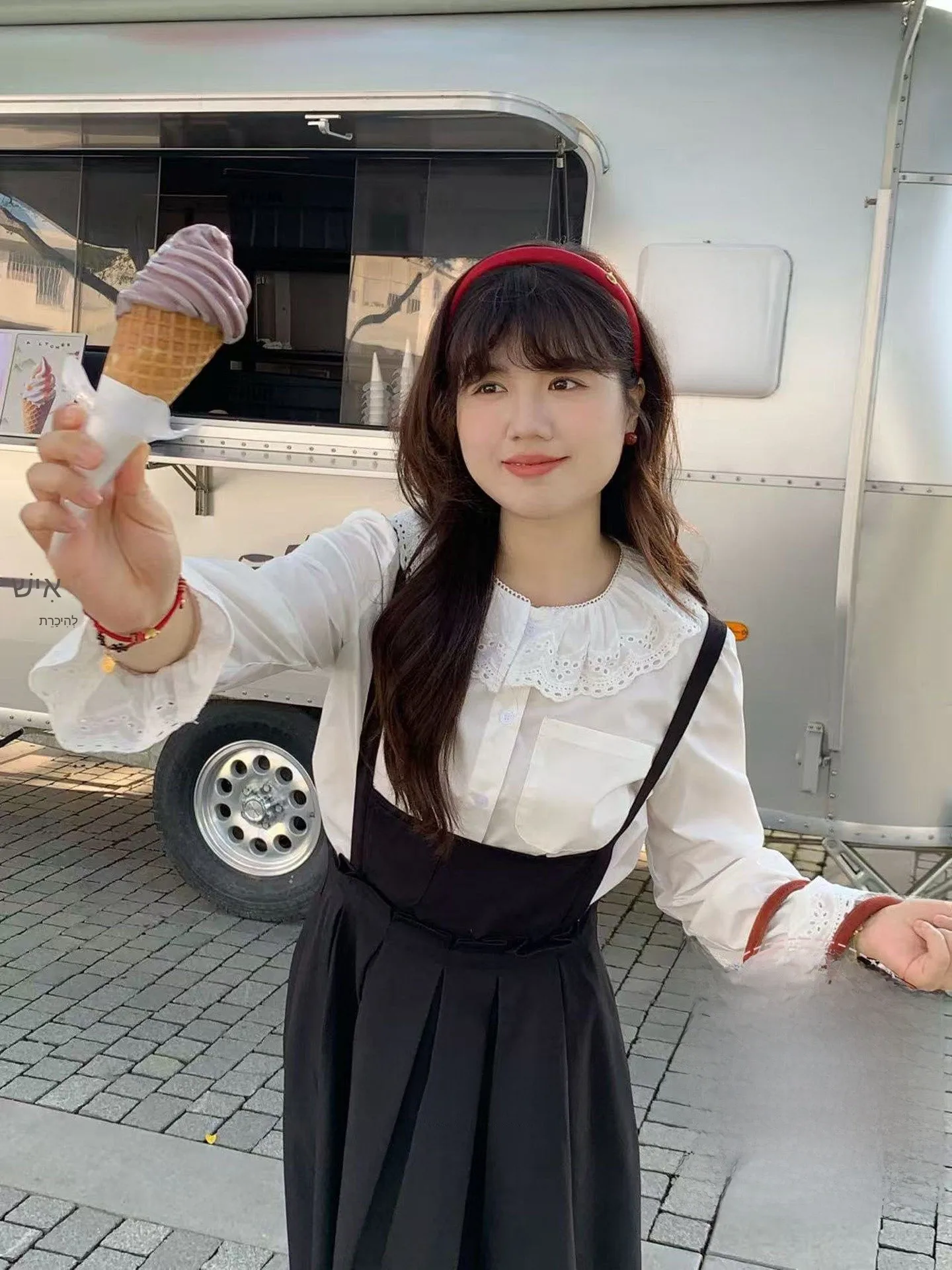 

Fairy Girl Lace Hollow out Trimmed Doll Collar irt Women's Sweet Sle Loose Fit Long Sve Breathable Polyester Cotton Blend