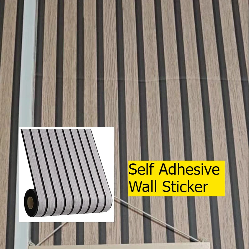 

Faux 3D Wood Grille Wallpaper Living Room Bedroom Home Wall Decoration Peel and Stick Wallpapers Foam Wood Grating Stripe