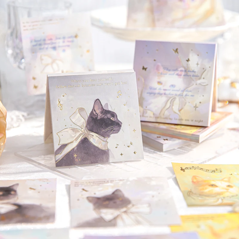 

Набор из 60 шт. новых блокнотов для заметок с тематикой «Мечтательные котики», универсальный блокнот для рукописных записей, милые школьные принадлежности, канцелярские товары