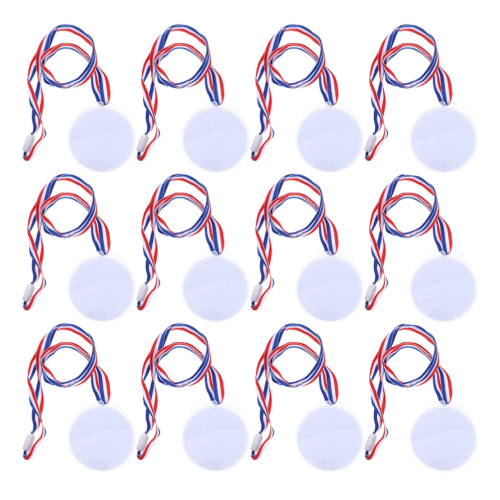 

12 Pcs Medal Shell Artificial Medals Blank Lanyard Children Award Accessory Abs Game