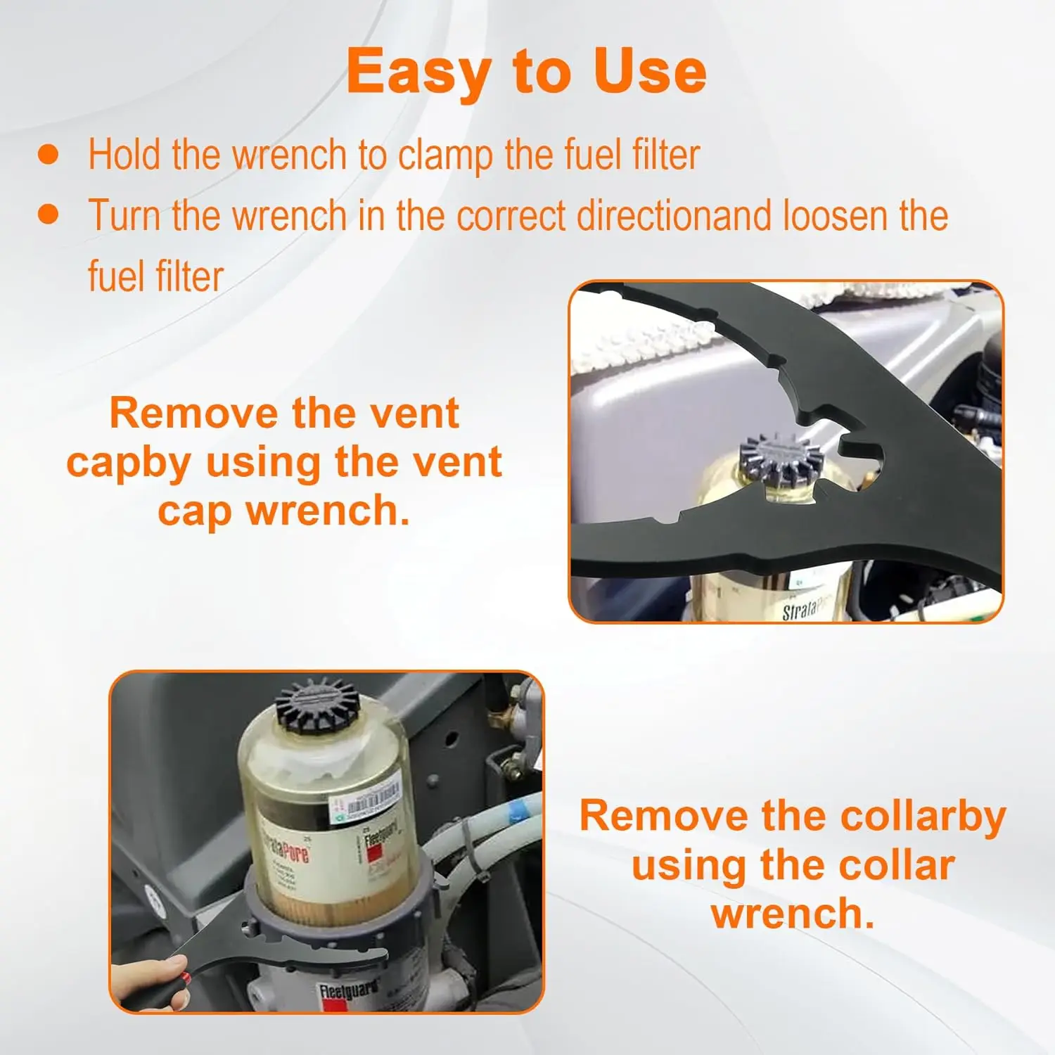 Klucz do filtra paliwa do silników wysokoprężnych Davco 4,6/5/6/8 cala, narzędzie do demontażu filtra paliwa do silników wysokoprężnych DD13, DD15, DD16