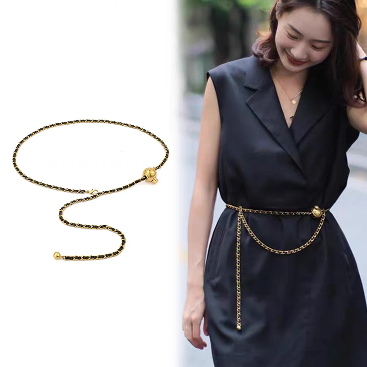 Fashion Gold Chain Belt Female Waist Adjustable Desinger Belts For Women High Quality Luxury Brand Punk Metal Dress Waistband