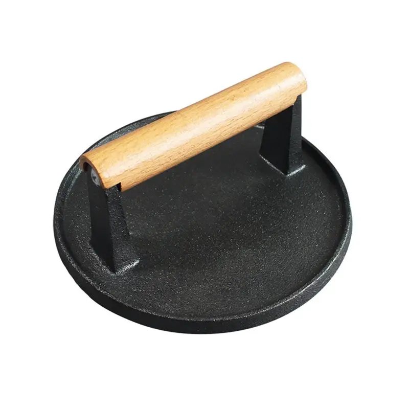 M10K Smash Burger Press - Heavy Duty Hamburger Press W/Heat Handle - Cast Iron Grill Press, Bacon Press