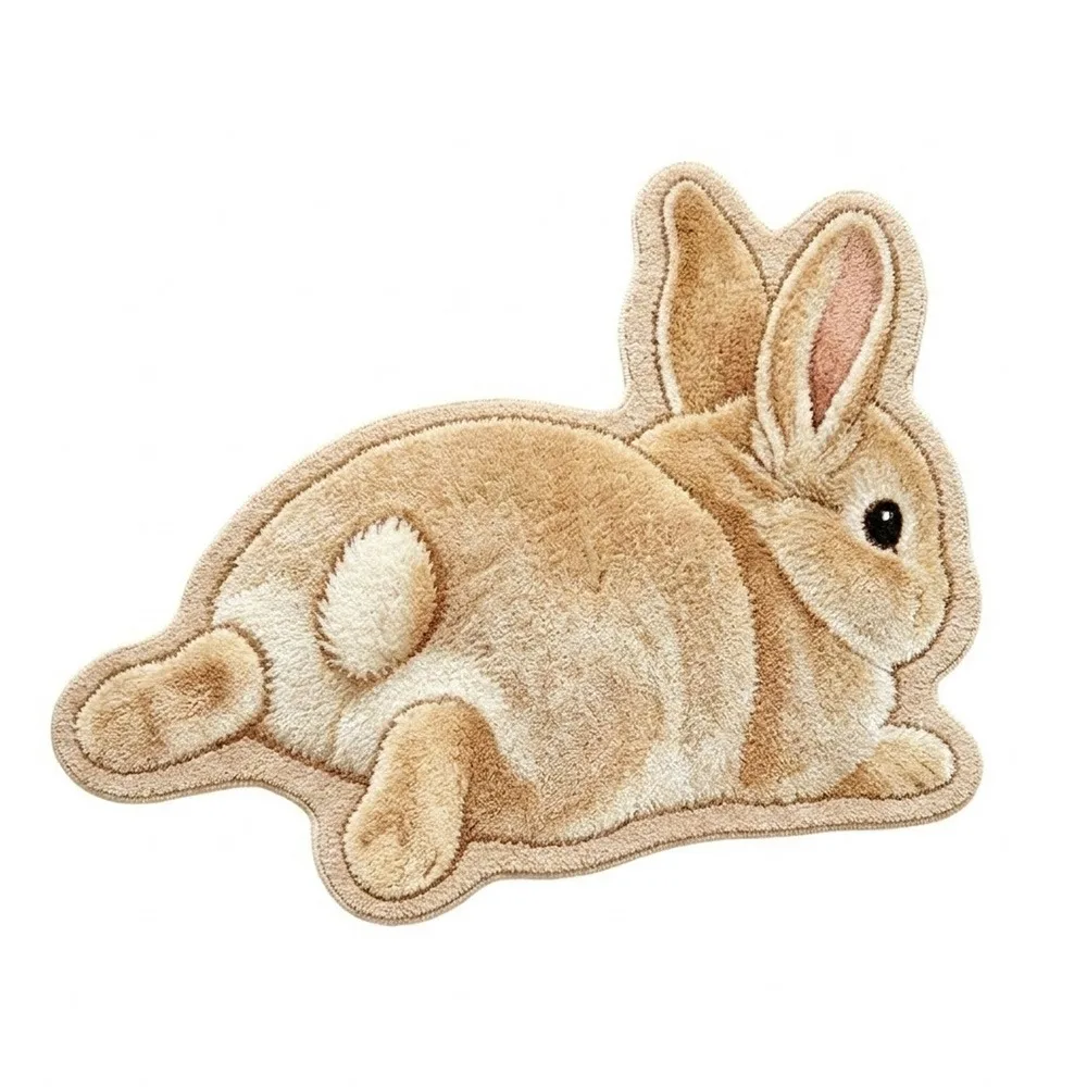 Fun Water Absorbent Rabbit Shape Rug Soft Washable Irregular Shape Floor Mat Bath Mat Rug Home Decoration