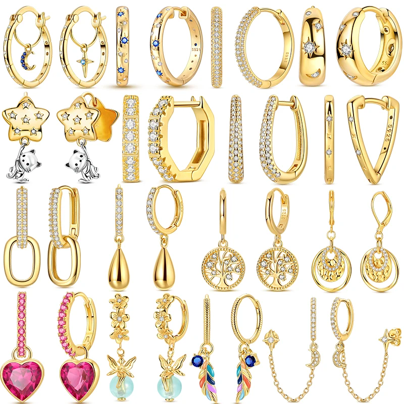 

Ladies' Gold Earrings 925 Pure Silver Tree of Life Earrings, Birthday, Wedding, Engagement Party Fashion Jewelry Gifts 2025 New