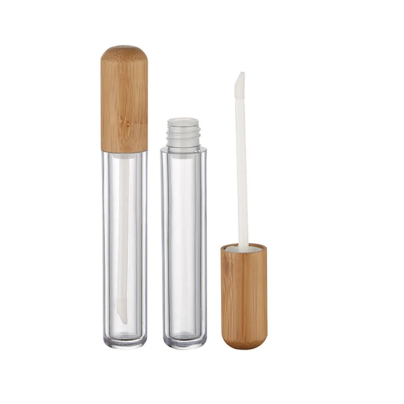 

25/50pcs Cosmetic 5ml Clear Plastic Lip Glaze Bottle Makeup Concealer Tubes Empty Liquid Lipstick Container With Bamboo Wood Lid