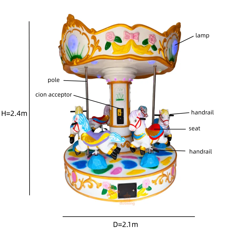 Electric Merry-Go-Round for Kids Indoor/Outdoor Commercial Home Use Fiberglass Construction Shopping Mall Approved 100-500kgprom