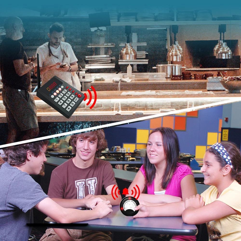 Waterproof Wireless Restaurant Guest Paging System Vibration Guest Signal Food Buzzer for Food Court Queue Management System