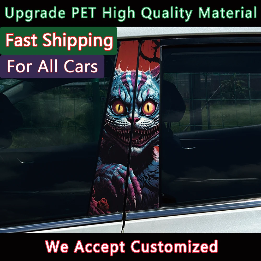

Gothic Skull Head Animal Auto B-pillar Stickers Car Center Column Decoration Cover Scratches Waterproof Decals Self-adhesive