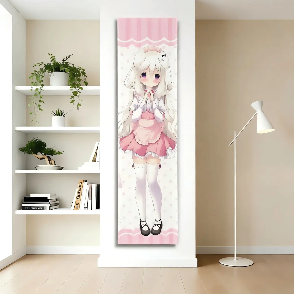 1PC Cute Vertical Anime Loli Tapestry, Long Kawaii Tapestry, Trendy Dorm Bedroom Living oom decoration items
