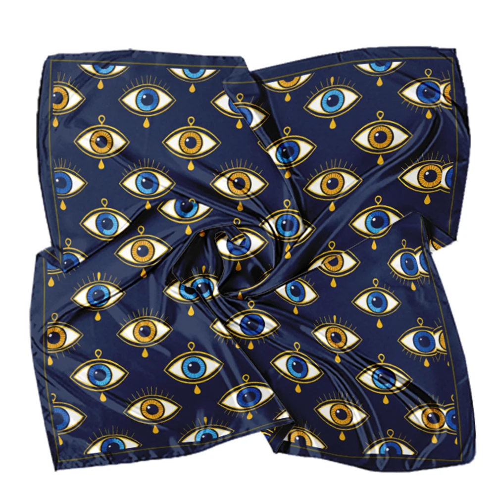 Evil Eye Pattern Satin Scarf Nazar Boncuk Lucky Protection Bandana Neck Wrap Hair Scarf for Women Boho Mystic Amulet Accessory