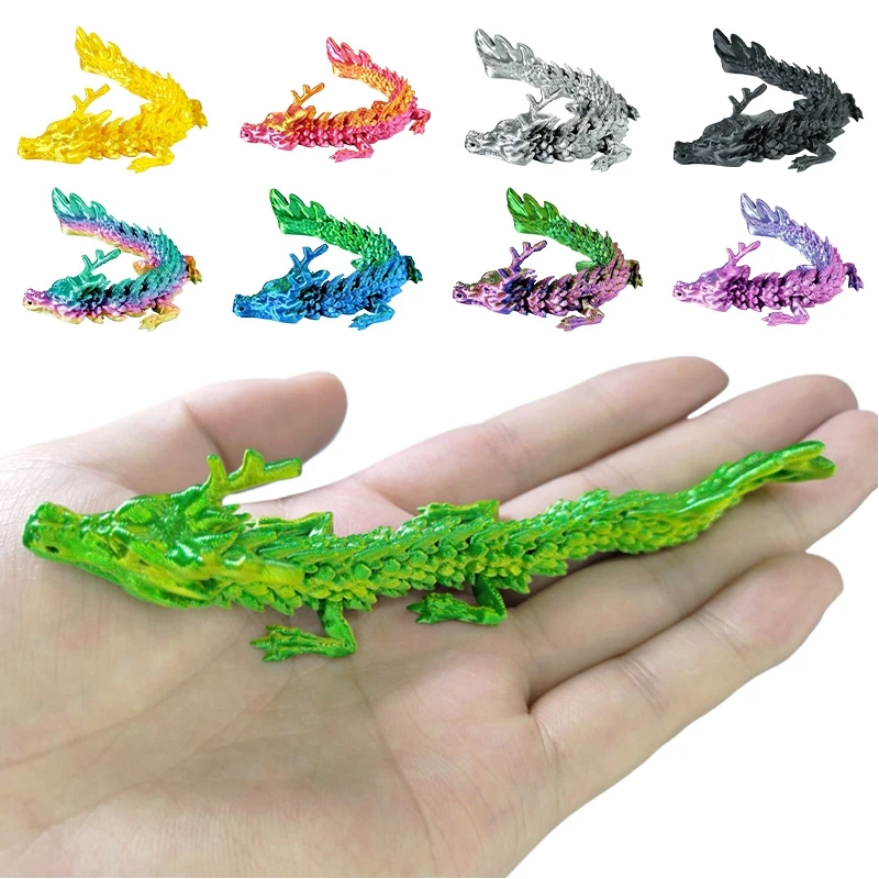 3D Printed Chinese Dragon Flexible Full body Joint Movable Dragon Toys Gift Creative Fish Tank Landscaping Decor Office Ornament