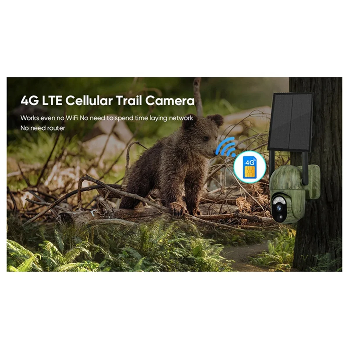 Efficient 4MP 4G Solar Security Camera 2-Way Talk Waterproof Wildlife Camera(A)