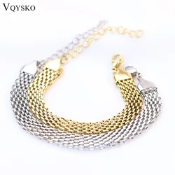 VQYSKO Openwork Mesh Twist Wide Braided Bracelet Mesh Charm Wire Twisted Adjustable Stacking Bracelet Unisex