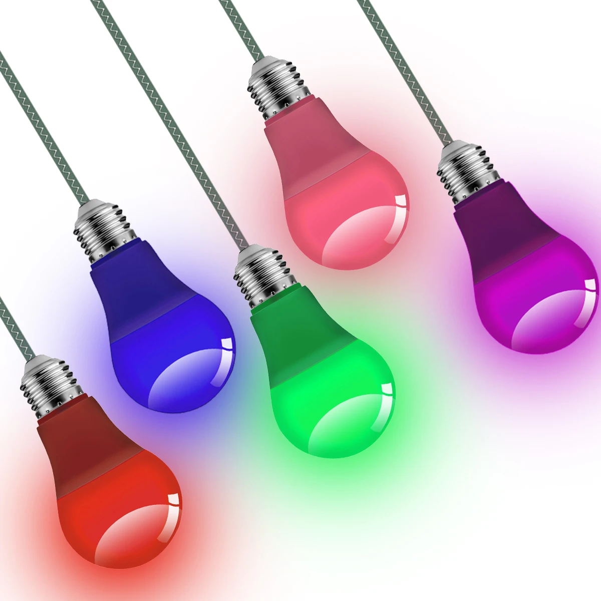 Lâmpada Colorida para Decoração de Casa, Lâmpada LED, Vermelho, Azul, Verde, Rosa, Lâmpada, Ampola, Lâmpadas Lanterna, AC 100-240V, A60, E27, B22, 8W