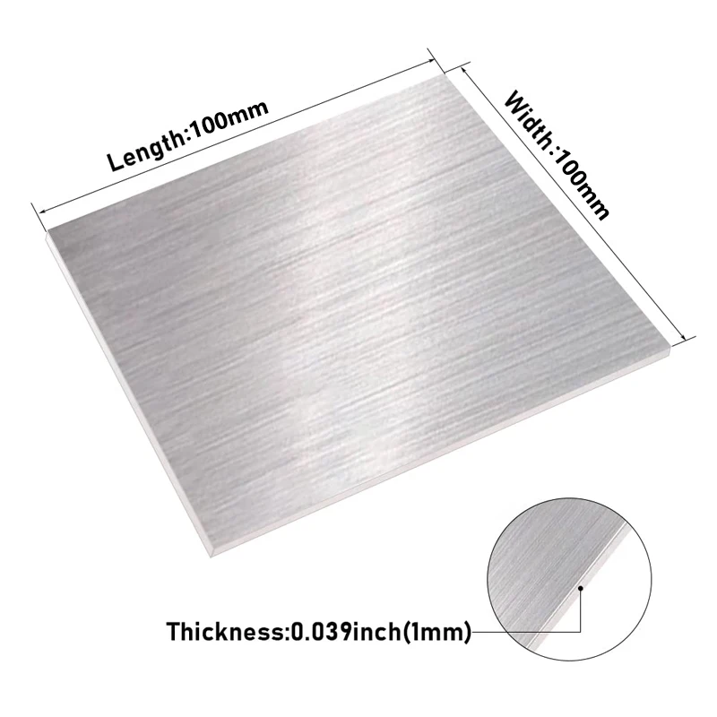 Imagem -02 - Chapa Quadrada Espessura 0.2 0.3 0.5 0.83 mm Chapa de Metal Escovado Plana Polido 100x100 150x150 200x200 Aço Inoxidável Pcs