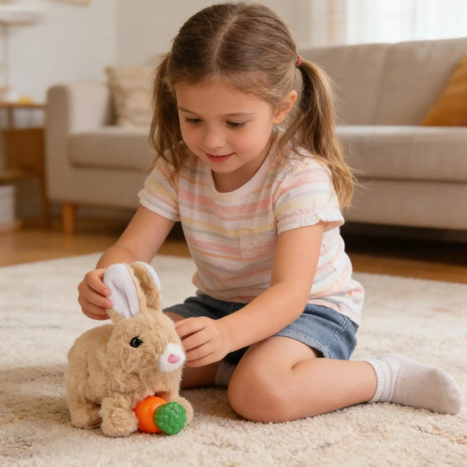 Giocattoli Interattivi a Forma di Coniglio Camminante, Animale Domestico Robotico Educativo con Bocca che si Muove, per Bambini e Bambine