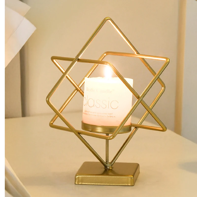 

Nordic Minimalist Iron Candle Holder Dining Room Desktop Atmosphere Ornament Romantic Candlelight Dinner Props Decor