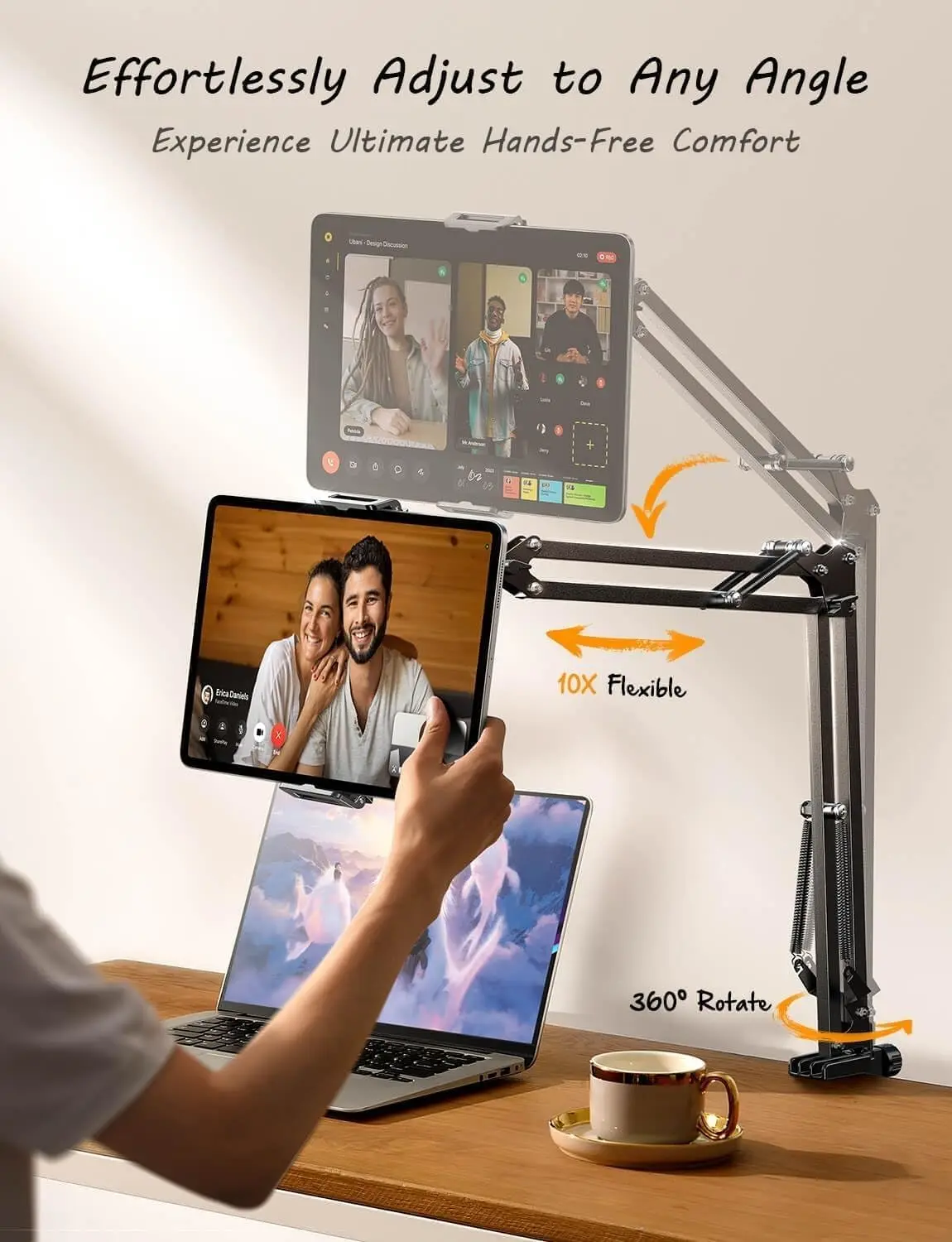 LISEN Tablet Stand Phone Holder iPad Holder for Desk Mount[Ultra Sturdy] 2 Clamps Kindle view 4
