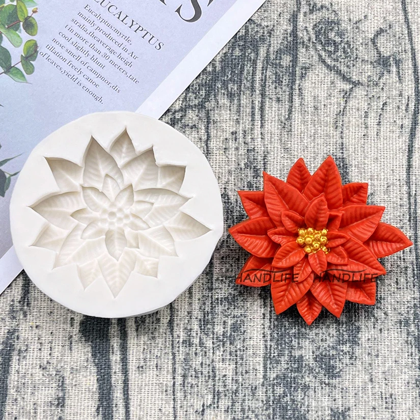 Weihnachtsstern Weihnachten Blume Silikon Sugarcraft Form Harz Werkzeuge Cupcake Backform Fondant Kuchen Dekorieren Werkzeuge – Detail 1
