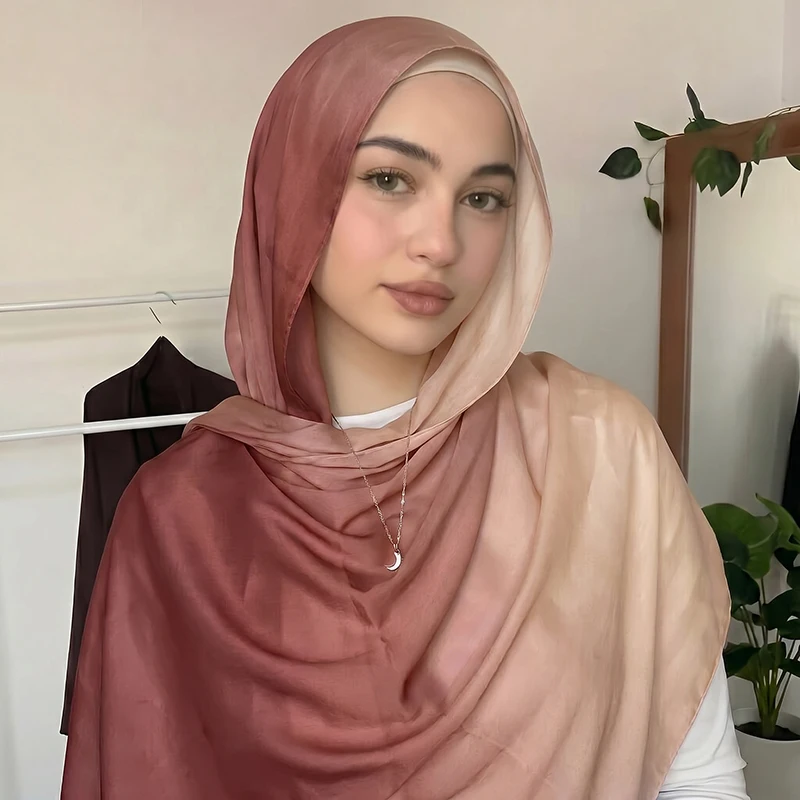 Fashion Muslim Hijab Ombre Scarf Soft Comfortable Headscarf Breathable Bandana Shawl for Women Ramadan Daily Wear Festival Gift view 5